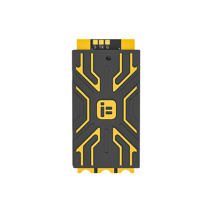 iFlight BLITZ E80 2-8S 80A Single ESC, iFlight BLITZ E80 single ESC with black and yellow heatsink cover and labeled S TX G solder pads