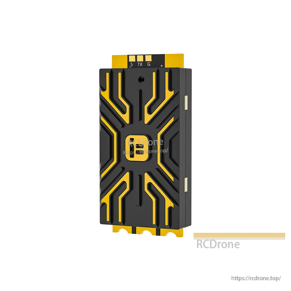 iFlight BLITZ E80 2-8S 80A Single ESC, iFlight BLITZ E80 single ESC with black and yellow heatsink case and labeled solder pads on top