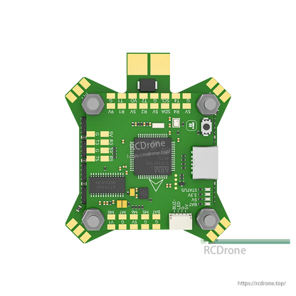 iFlight BLITZ F7 FPV flight controller board with USB port, boot button, and labeled solder pads