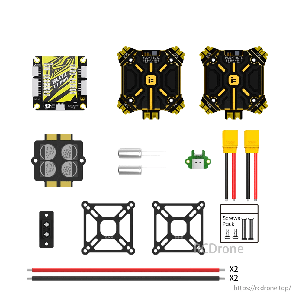Set combinato iFlight BLITZ F7 Pro (ESC E80 Pro 4-IN-1) -Controller di volo BLITZ F7 Pro + ESC BLITZ E80 4-IN-1 con copertura in alluminio CNC