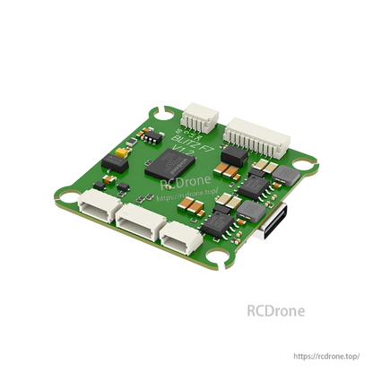 iFlight BLITZ F7 V1.2 flight controller board with USB-C port, JST plug connectors, and mounting holes