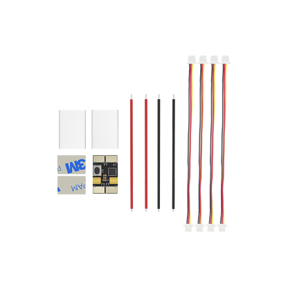 iFlight BLITZ 5V LED control module board with adhesive pads, red/black leads, and multiple 3-pin plug cables