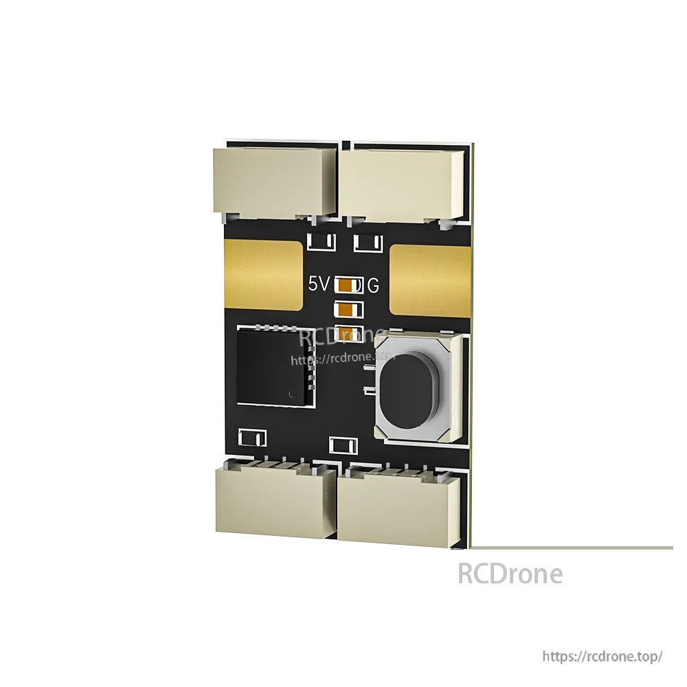 iFlight BLITZ 5V LED control module PCB with four plug connectors, onboard button, and 5V/G pads