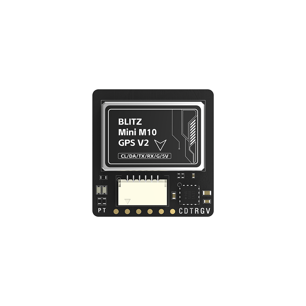 iFlight BLITZ M10 GPS, iFlight BLITZ Mini M10 GPS V2 module with JST connector and labeled pads for CL/DA/TX/RX/G/5V