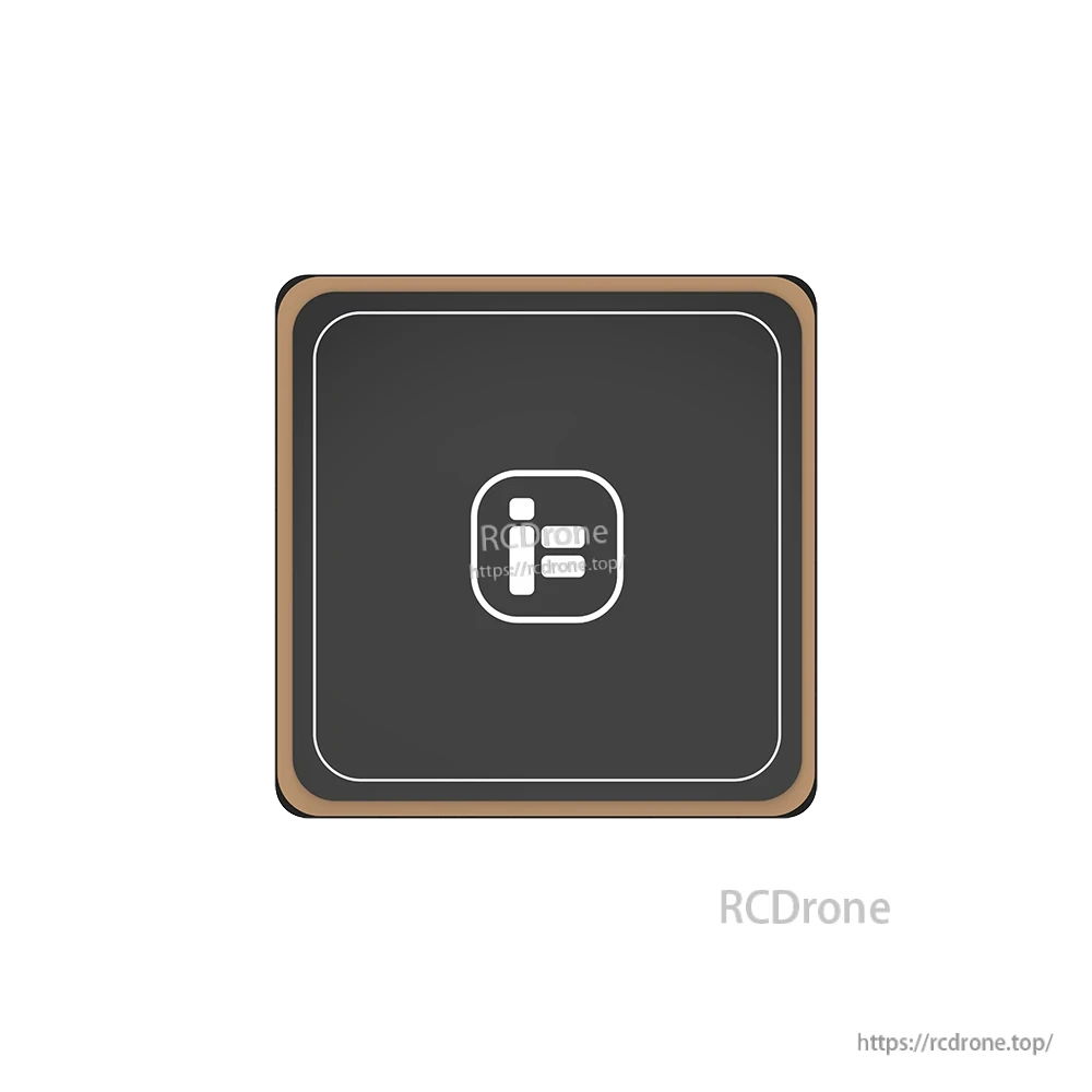 Top view of iFlight BLITZ M10 GPS module with a square black antenna patch and gold trim border