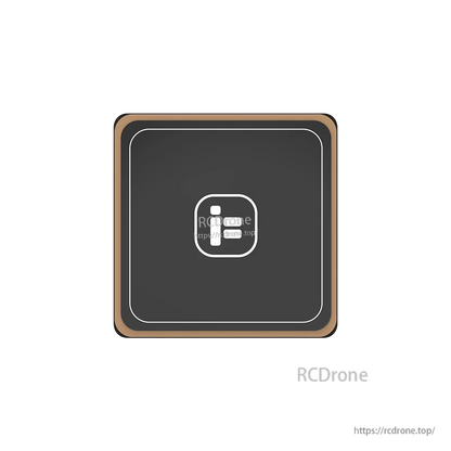 Top view of iFlight BLITZ M10 GPS module with a square black antenna patch and gold trim border