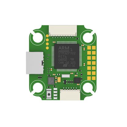 iFlight BLITZ Mini F7 V1.2 flight controller board with STM32F722 chip, USB port, and plug connectors