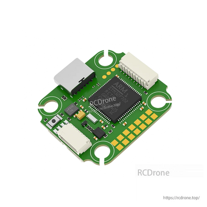 iFlight BLITZ Mini F7 V1.2 flight controller board with USB-C port, STM32 chip, and JST connectors