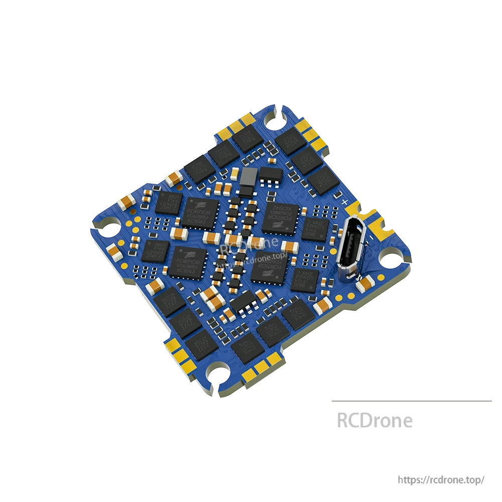 iFlight BLITZ Whoop AIO flight controller + ESC board with blue PCB, USB port, and four mounting holes