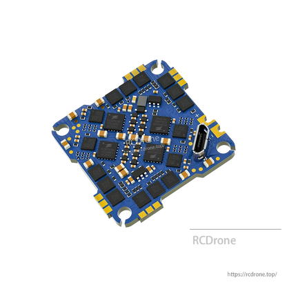 iFlight BLITZ Whoop AIO flight controller + ESC board with blue PCB, USB port, and four mounting holes