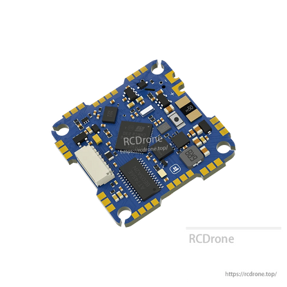 iFlight BLITZ Whoop AIO flight controller/ESC board with gold solder pads, mounting holes, and a white JST connector