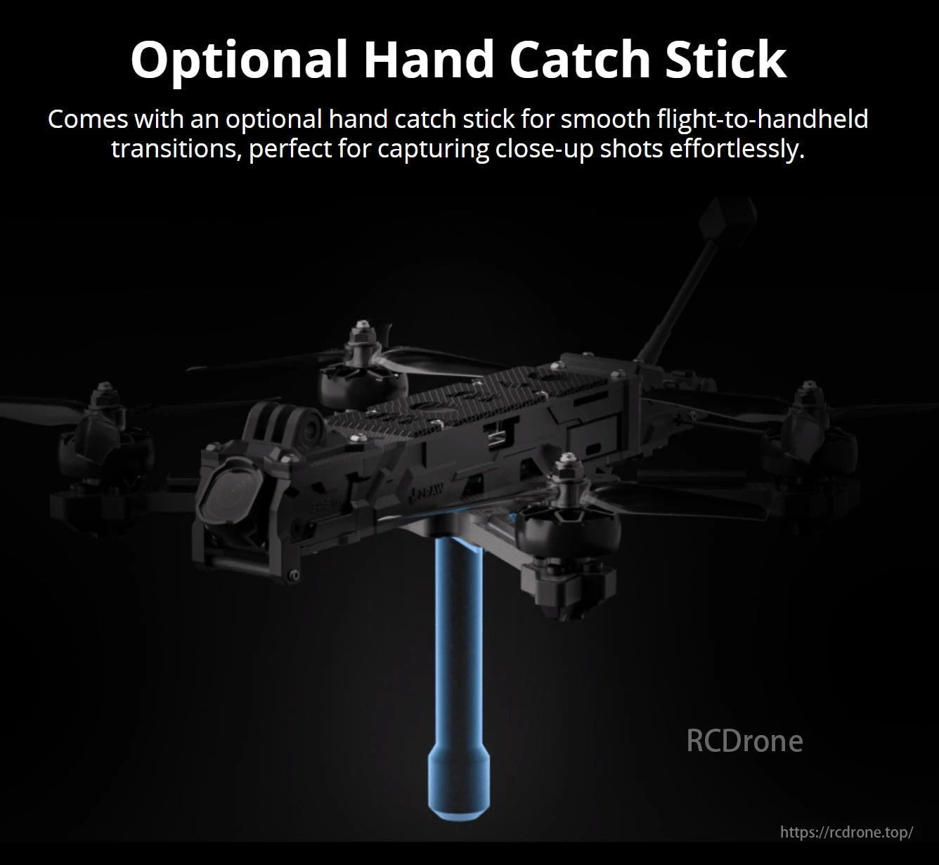 iFlight BOB46 Drone with optional hand catch stick for smooth transitions.