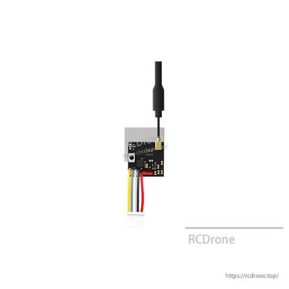 iFlight Borg 5.8G Micro VTX & Camera, iFlight Borg 5.8G micro VTX board with antenna lead and wired plug harness on a white background