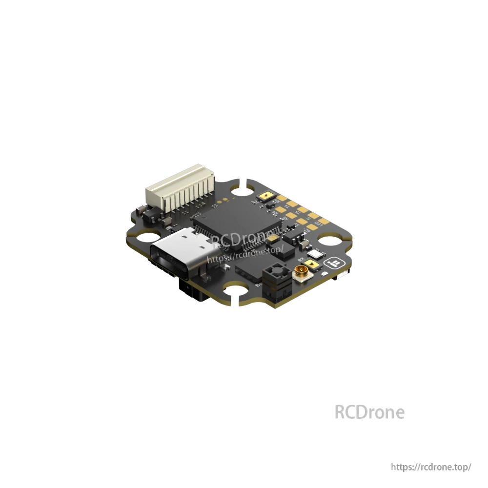 iFlight Borg 5S RX flight controller board with USB-C port, wiring connector, and four mounting holes