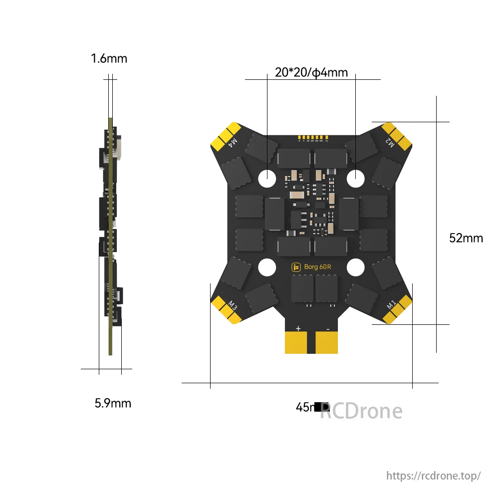 iFlight Borg 60R 4-in-1 ESC, iFlight Borg 60R is a 4-in-1 ESC for FPV drones, featuring 60A current, 3-8S compatibility, anti-spark, TVS protection, and high polymer capacitors.