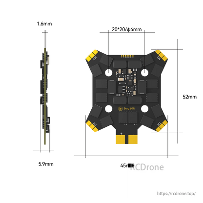 iFlight Borg 60R 4-in-1 ESC, iFlight Borg 60R is a 4-in-1 ESC for FPV drones, featuring 60A current, 3-8S compatibility, anti-spark, TVS protection, and high polymer capacitors.