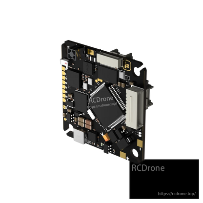 iFlight Borg F7 AIO flight controller board with labeled solder pads, mounting holes, and side connector
