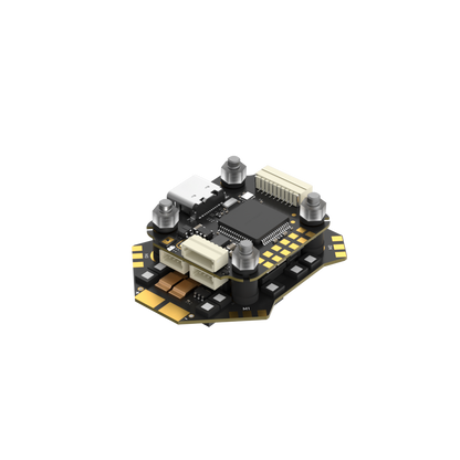 iFlight Borg Mini F7 FPV stack with 20x20 mounting, USB-C port, and plug-in connectors on compact board