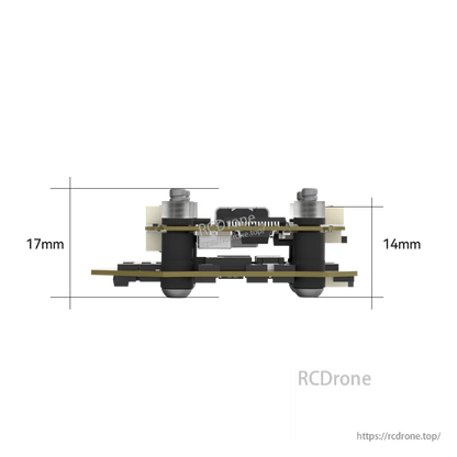 Side view of iFlight Borg Mini FPV stack with flight controller and 4-in-1 ESC on standoffs (20x20)