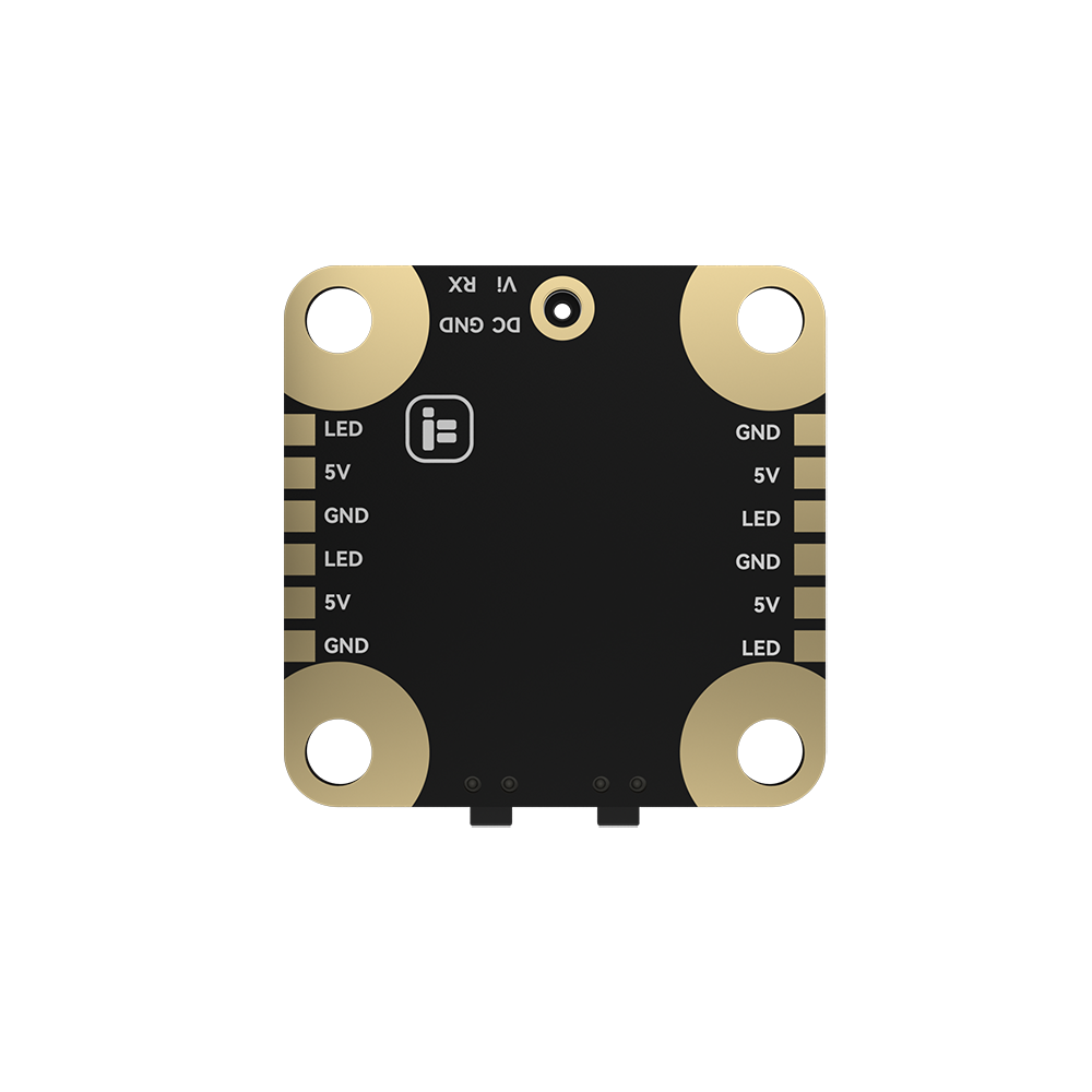 iFlight Borg Race 5.8G FPV VTX board with four mounting holes and clearly labeled 5V, GND, and LED pads