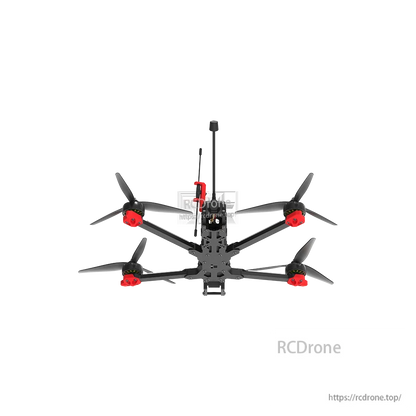 iFlight Chimera7 Pro V2 6S Analog FPV, Top view of iFlight Chimera7 Pro V2 FPV quadcopter with four propellers, red motors, and rear antenna mount