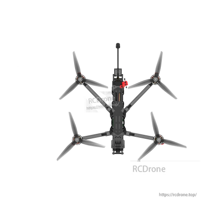 Top view of iFlight Chimera7 Pro V2 6S analog FPV quadcopter with four propellers and rear antenna mount