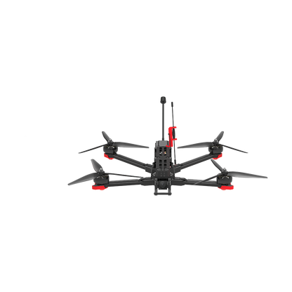 iFlight Chimera7 Pro V2 6S Analog FPV, iFlight Chimera7 Pro V2 FPV quadcopter drone with four propellers, front camera mount, and top antenna
