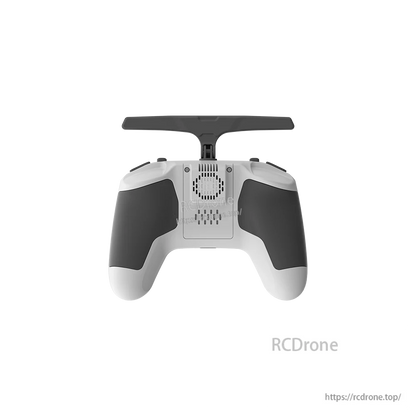 Back view of the iFlight Commando 8 Pro radio transmitter with top antenna and textured hand grips
