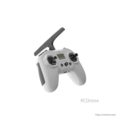 iFlight Commando 8 Pro radio transmitter in white with T-style antenna, dual gimbals, screen, and control buttons
