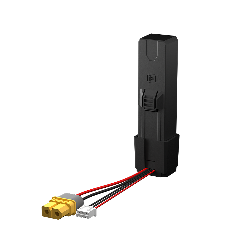 iFlight Defender 20 Lite battery charging adapter with black module, XT60 plug and small white connector leads
