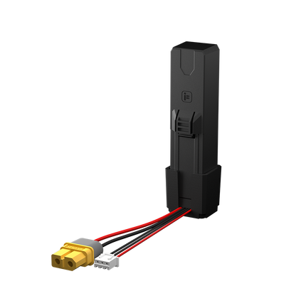 iFlight Defender 20 Lite battery charging adapter with black module, XT60 plug and small white connector leads