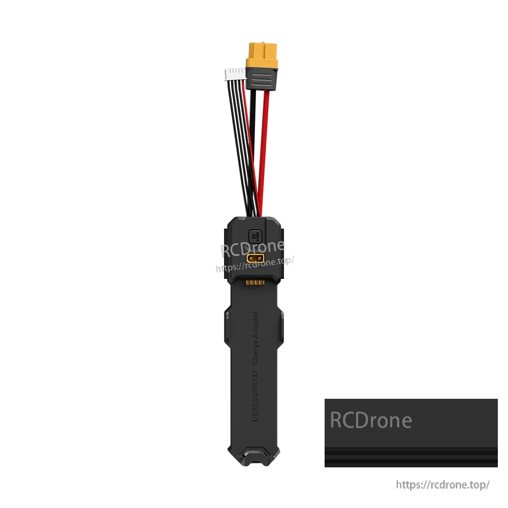 iFlight Defender series charging adapter with yellow XT-style plug, balance lead, and inline DEFENDER25 charge module