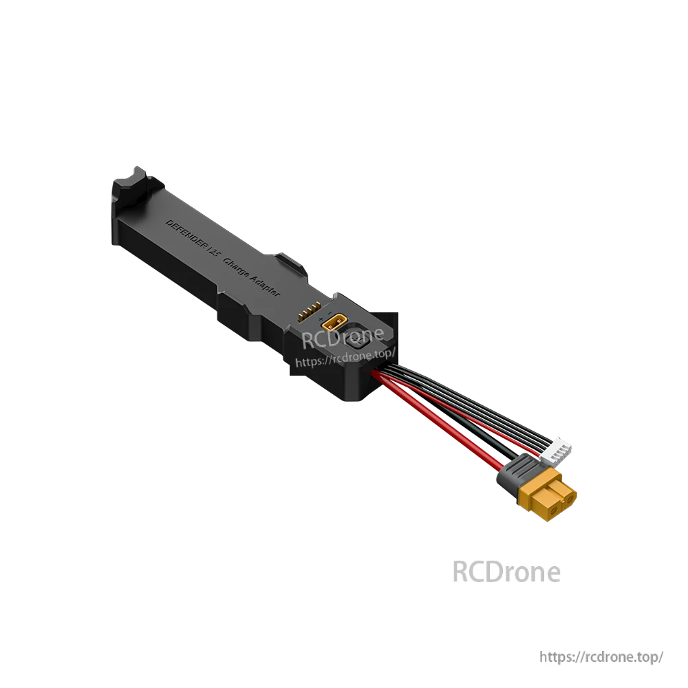 iFlight Defender series charging adapter with wired XT60 plug and small white connector on a black module