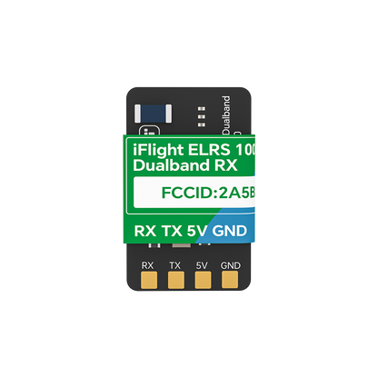 iFlight ExpressLRS 100mW ELRS Dualband Receiver, iFlight ELRS 100 dualband ExpressLRS receiver board with RX, TX, 5V and GND solder pads