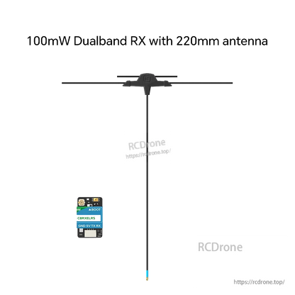 iFlight ExpressLRS 100mW ELRS Dualband Receiver, iFlight ExpressLRS dualband receiver board with BOOT button, GND/5V/TX/RX pads and 220mm T antenna