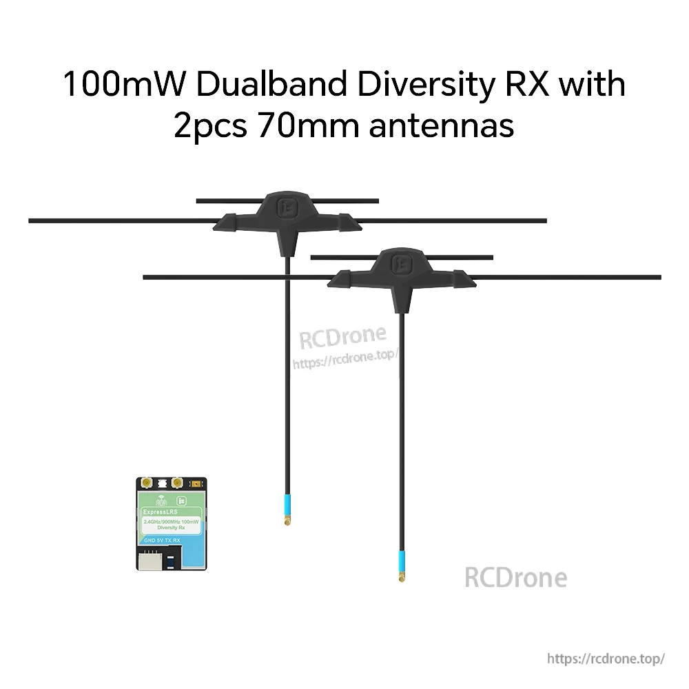 iFlight ExpressLRS 100mW ELRS Dualband Receiver, iFlight ExpressLRS 100mW dualband diversity receiver board with two 70mm antennas