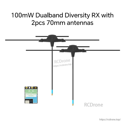 iFlight ExpressLRS 100mW ELRS Dualband Receiver, iFlight ExpressLRS 100mW dualband diversity receiver board with two 70mm antennas