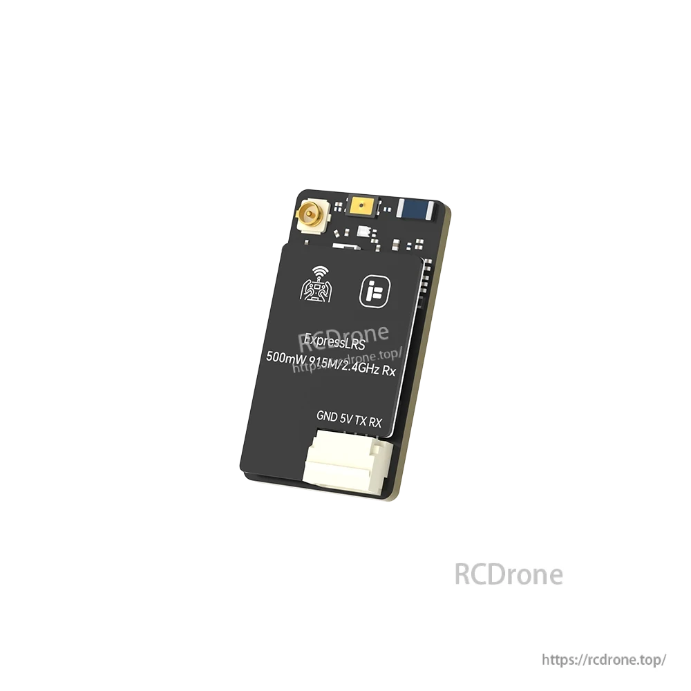 iFlight ExpressLRS 100mW ELRS Dualband Receiver, ExpressLRS 915MHz/2.4GHz dual-band receiver module with antenna port and 4-pin GND 5V TX RX connector