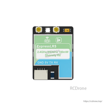 iFlight ExpressLRS 100mW ELRS Dualband Receiver, ExpressLRS 2.4GHz/900MHz 100mW diversity receiver board with dual antenna ports and GND 5V TX RX pads