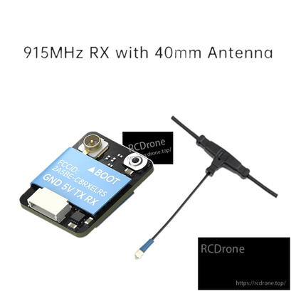 iFlight ExpressLRS ELRS nano receiver board with BOOT button, GND/5V/TX/RX plug and 915MHz 40mm antenna