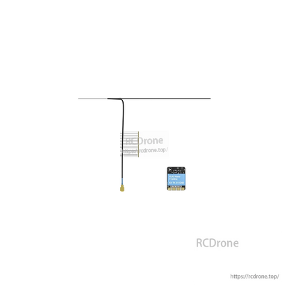 iFlight ExpressLRS ELRS Nano Receiver, iFlight ExpressLRS ELRS Nano 915MHz receiver board with antenna lead and labeled pads for RX, TX, 5V and GND