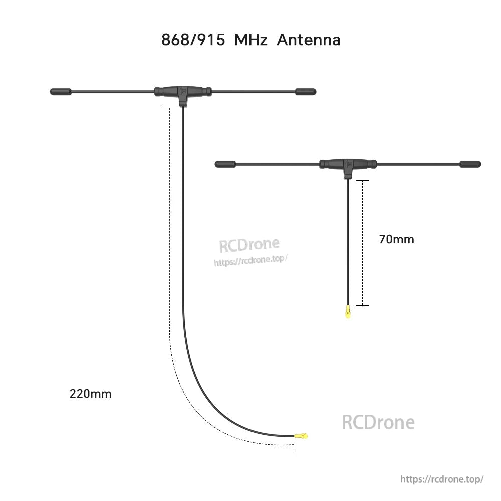 868/915MHz T-style antenna with 220mm and 70mm coax lead options for iFlight ExpressLRS ELRS Nano receiver