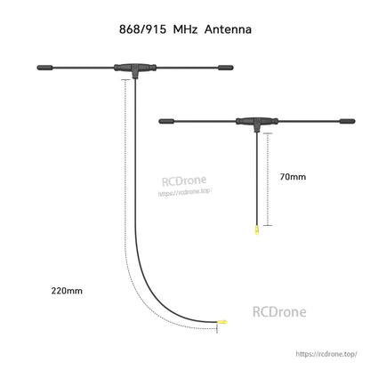868/915MHz T-style antenna with 220mm and 70mm coax lead options for iFlight ExpressLRS ELRS Nano receiver