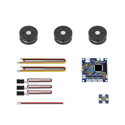 iFlight GM2804 Combo Set - 3x GM2804 Gimbal Motor, iFlight GM2804 combo set with three black gimbal motors, control board, and wiring harnesses