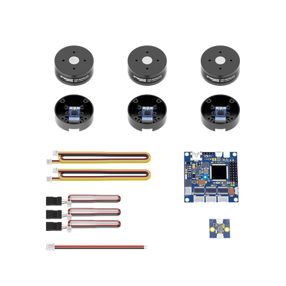 iFlight GM2804 encoder gimbal motor combo with three motors, wiring harnesses, and 32-bit BGC control board