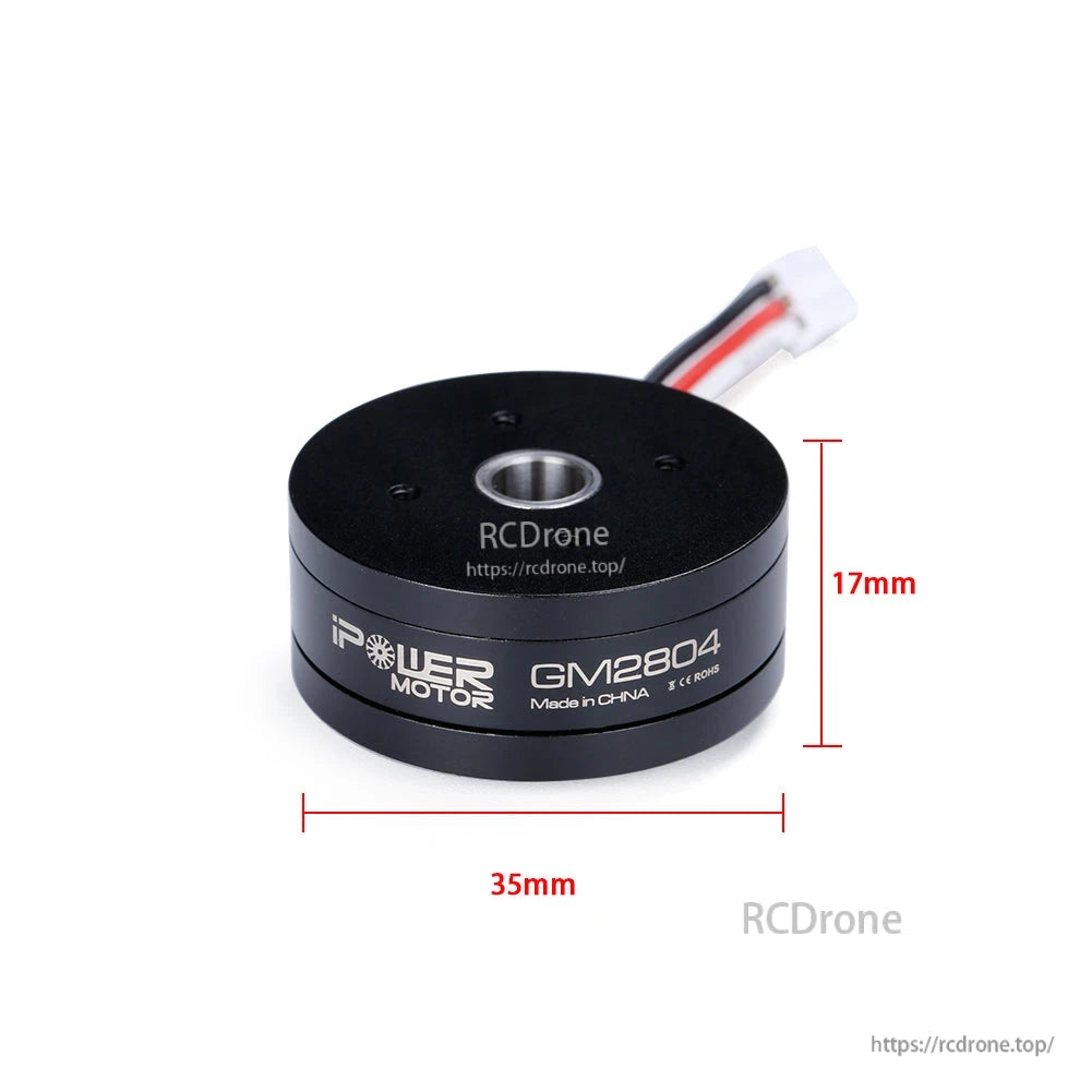 iFlight GM2804 gimbal motor with 3-wire connector, 35mm diameter and 17mm height markings