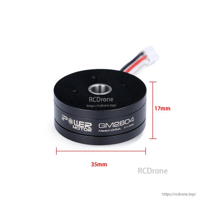 iFlight GM2804 gimbal motor with 3-wire connector, 35mm diameter and 17mm height markings