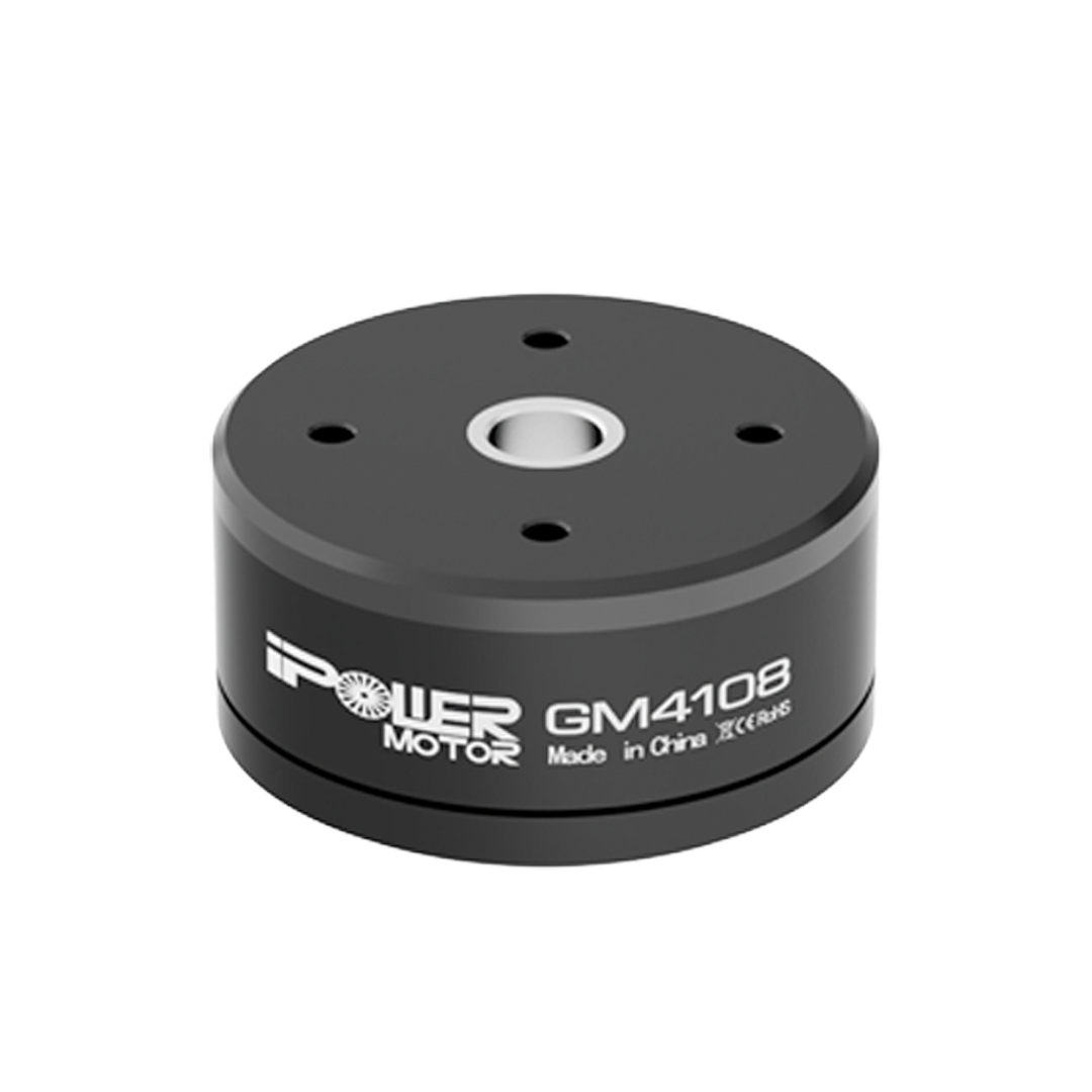 iPower Motor GM4108 black brushless gimbal motor with top mounting holes and central shaft opening