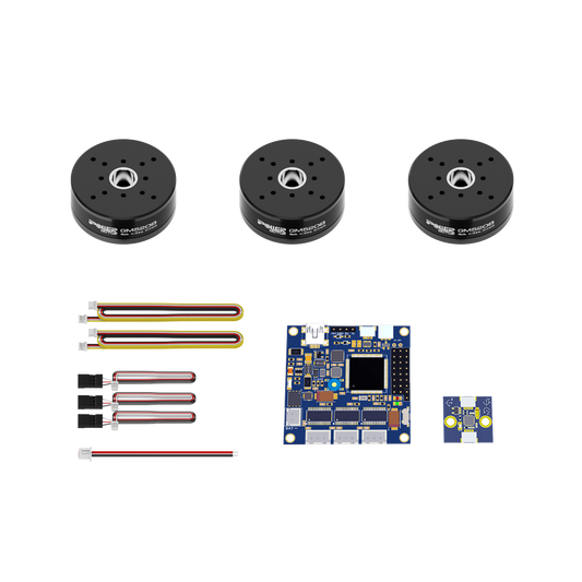 iFlight GM5208-12 combo set with three black GM5208 motors, control board, and wiring harness cables