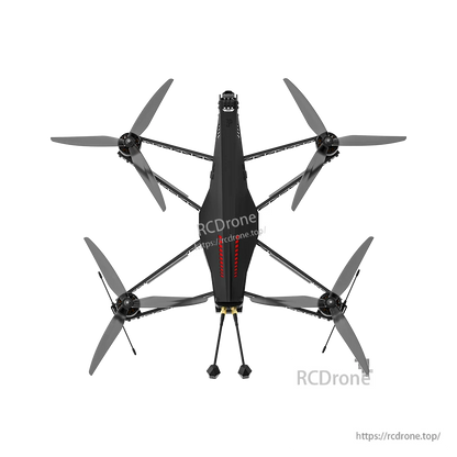 iFlight Helion Pro O4 6S HD FPV, Top-down view of the iFlight Helion Pro FPV quadcopter with four propellers, black frame, and landing legs